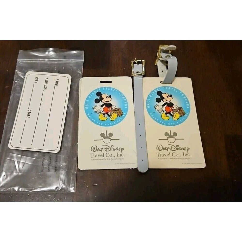 Walt Disney Travel Co. Wheel The Magic Begins Luggage Tag 2 In Set Vintage